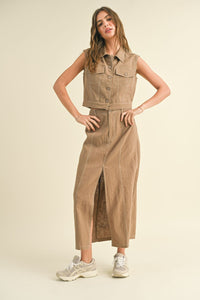 Agency Linen Set in Mocha (Skirt + Vest)