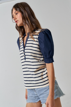 Load image into Gallery viewer, Veronica Contrast Stripe Top
