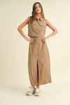 Agency Linen Set in Mocha (Skirt + Vest)