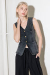 Seems Like It Black Denim Vest