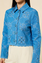 Load image into Gallery viewer, Something to Behold Eyelet Denim Jacket
