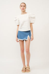 Sadie Denim Top in Off White