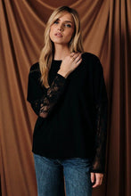 Load image into Gallery viewer, Just Call Me Later Lace Overlay Tee in Black
