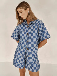 One & Only Checker Denim Set