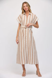 Windsor Linen Striped Midi Dress