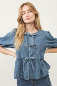 Something Denim Tie Top