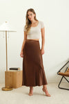 Elevated Essentials Silky Slip Skirt in Brown