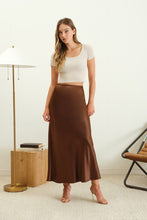 Load image into Gallery viewer, Elevated Essentials Silky Slip Skirt in Brown
