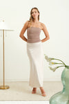 Elevated Essentials Silky Slip Skirt in Champagne