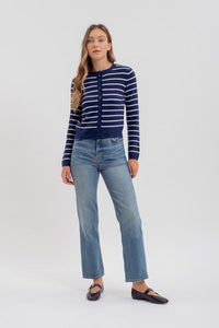 Elevated Essentials Navy Striped Cardigan