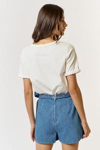 Soft Whispers White Braided Tee