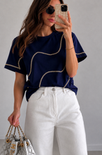 Load image into Gallery viewer, Glimmer Waves Tee in Navy
