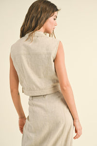 Agency Linen in Oatmeal ( Skirt + Vest)