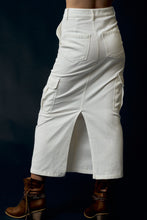 Load image into Gallery viewer, White Cargo Denim Maxi Skirt
