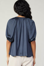 Load image into Gallery viewer, Subtly Chic Navy Silk Blouse
