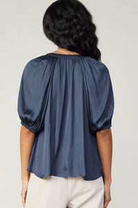 Subtly Chic Navy Silk Blouse