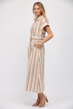 Load image into Gallery viewer, Windsor Linen Striped Midi Dress
