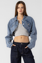 Load image into Gallery viewer, Cool Gal Cropped Denim Jacket
