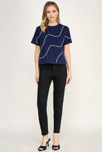 Load image into Gallery viewer, Glimmer Waves Tee in Navy
