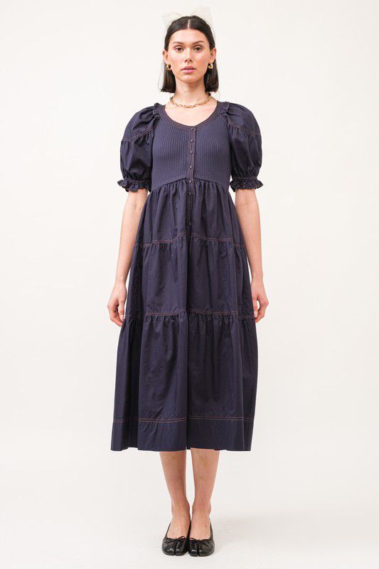 Kora Navy Midi Dress