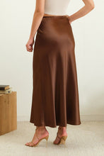 Load image into Gallery viewer, Elevated Essentials Silky Slip Skirt in Brown
