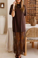 Load image into Gallery viewer, Sweet Intentions Lace Mix Dress in Brown
