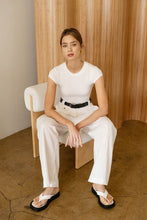 Load image into Gallery viewer, Ribbed Tee Contour Bodysuit in White
