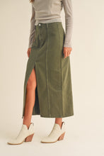 Load image into Gallery viewer, Washed Olive Maxi Skirt
