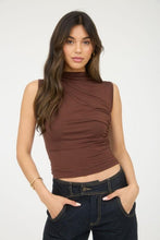 Load image into Gallery viewer, Elevated Essentials - The Mock Neck Tee in Brown

