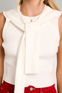 Preppy Gal Tie Detail Top in White