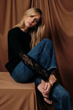 Load image into Gallery viewer, Just Call Me Later Lace Overlay Tee in Black
