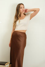 Load image into Gallery viewer, Elevated Essentials Silky Slip Skirt in Brown
