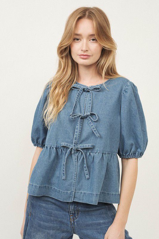 Something Denim Tie Top