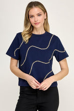 Load image into Gallery viewer, Glimmer Waves Tee in Navy
