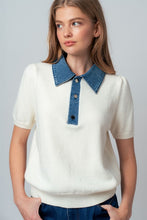 Load image into Gallery viewer, Tell Me More Denim Contrast Polo
