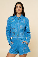 Load image into Gallery viewer, Something to Behold Eyelet Denim Jacket
