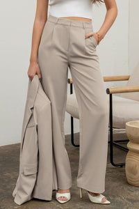 Elevated Essentials Oatmeal Pleated Trousers