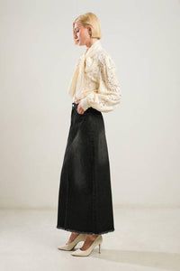 Seems Like It Black Denim Skirt