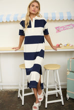 Load image into Gallery viewer, Let’s Catch Up Navy Stripe Polo Dress
