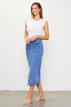 Load image into Gallery viewer, Just Between Us Denim Midi Skirt
