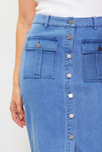 Load image into Gallery viewer, Just Between Us Denim Midi Skirt
