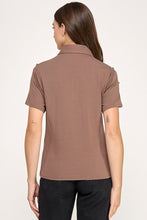 Load image into Gallery viewer, She’s Charmed Mocha Polo Top
