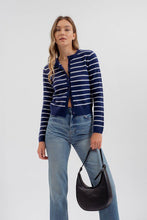 Load image into Gallery viewer, Elevated Essentials Navy Striped Cardigan
