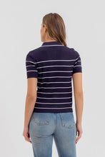 Load image into Gallery viewer, Elevated Essentials Navy Striped Polo
