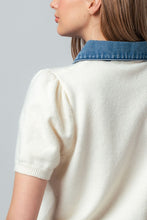 Load image into Gallery viewer, Tell Me More Denim Contrast Polo
