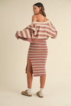 Load image into Gallery viewer, Rosebud Stripe Ribbed Dress Set
