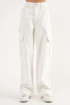 Sadie Denim Cargo Pants in Off White