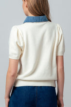 Load image into Gallery viewer, Tell Me More Denim Contrast Polo
