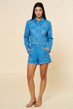 Load image into Gallery viewer, Something to Behold Eyelet Denim Jacket
