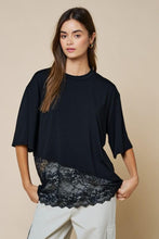 Load image into Gallery viewer, Just Darling Lace Tee in Black
